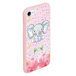 Чехол iPhone 7/8 матовый Слоних в конфетти, цвет: 3D-светло-розовый — фото 2