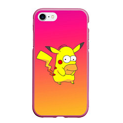 Чехол iPhone 7/8 матовый Гомер Симпсон Пикачу, цвет: 3D-малиновый