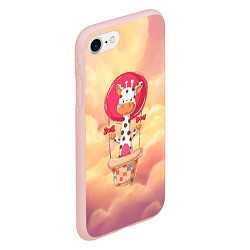 Чехол iPhone 7/8 матовый Жираф на воздушном шаре, цвет: 3D-светло-розовый — фото 2