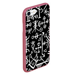 Чехол iPhone 7/8 матовый Древние руны Паттерн, цвет: 3D-малиновый — фото 2