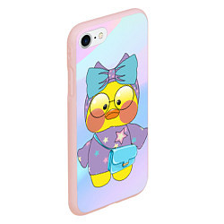 Чехол iPhone 7/8 матовый Лалафанфан с голубым бантом, цвет: 3D-светло-розовый — фото 2
