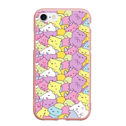 Чехол iPhone 7/8 матовый Cute pattern of seals, цвет: 3D-светло-розовый
