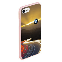 Чехол iPhone 7/8 матовый BMW Night route, цвет: 3D-светло-розовый — фото 2