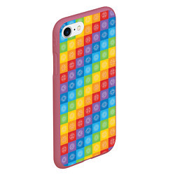 Чехол iPhone 7/8 матовый Разноцветные Чакры, цвет: 3D-малиновый — фото 2