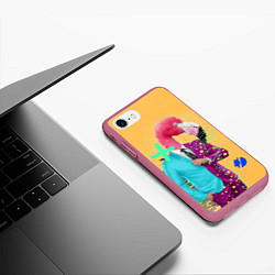 Чехол iPhone 7/8 матовый Деловой фламинго, цвет: 3D-малиновый — фото 2