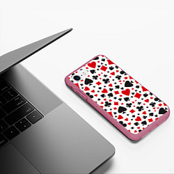 Чехол iPhone 7/8 матовый Картёжные Масти, цвет: 3D-малиновый — фото 2