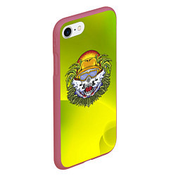Чехол iPhone 7/8 матовый Череп и жаркое солнце, цвет: 3D-малиновый — фото 2