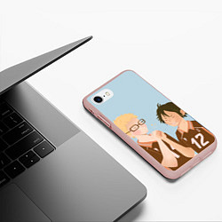 Чехол iPhone 7/8 матовый Кэй и Тадаши, цвет: 3D-светло-розовый — фото 2