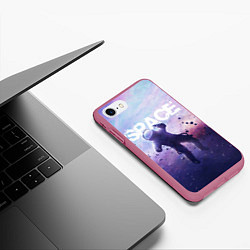 Чехол iPhone 7/8 матовый Space walk, цвет: 3D-малиновый — фото 2