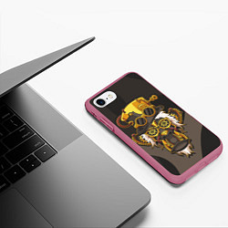 Чехол iPhone 7/8 матовый Стимпанк Заводная Обезьяна, цвет: 3D-малиновый — фото 2