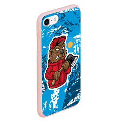 Чехол iPhone 7/8 матовый Медведь дровосек, цвет: 3D-светло-розовый — фото 2