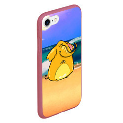 Чехол iPhone 7/8 матовый Желтый слон, цвет: 3D-малиновый — фото 2