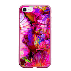 Чехол iPhone 7/8 матовый Красочный цветочный паттерн Floral pattern, цвет: 3D-малиновый