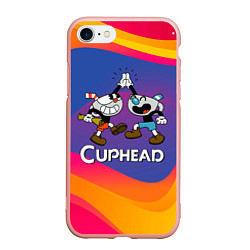 Чехол iPhone 7/8 матовый Веселые чашечки - Cuphead, цвет: 3D-светло-розовый