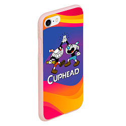Чехол iPhone 7/8 матовый Веселые чашечки - Cuphead, цвет: 3D-светло-розовый — фото 2