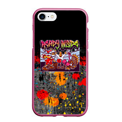 Чехол iPhone 7/8 матовый Бокс Санты и Индюка, цвет: 3D-малиновый