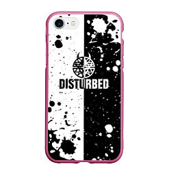Чехол iPhone 7/8 матовый Disturbed черное белое, цвет: 3D-малиновый