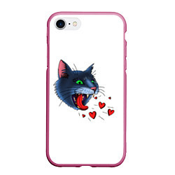 Чехол iPhone 7/8 матовый Cat love meow, цвет: 3D-малиновый