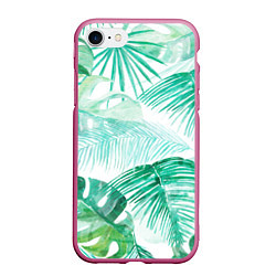 Чехол iPhone 7/8 матовый Цветы Тропическая Акварель, цвет: 3D-малиновый