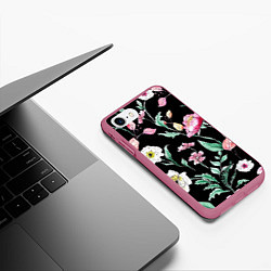 Чехол iPhone 7/8 матовый Цветы Нарисованные от Руки, цвет: 3D-малиновый — фото 2