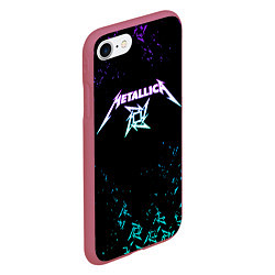 Чехол iPhone 7/8 матовый Metallica металлика neon, цвет: 3D-малиновый — фото 2