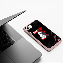 Чехол iPhone 7/8 матовый Monokuma Паттерн, цвет: 3D-светло-розовый — фото 2