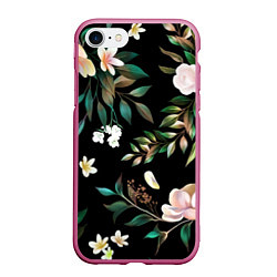 Чехол iPhone 7/8 матовый Цветы Полуночный Сад, цвет: 3D-малиновый