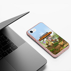 Чехол iPhone 7/8 матовый Minecraft Dungeons Heroes Video game, цвет: 3D-светло-розовый — фото 2