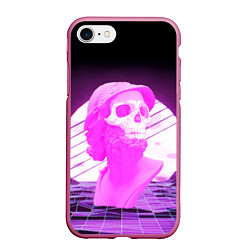 Чехол iPhone 7/8 матовый Vaporwave Skull Психоделика, цвет: 3D-малиновый