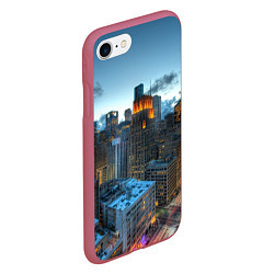 Чехол iPhone 7/8 матовый Городские будни, цвет: 3D-малиновый — фото 2