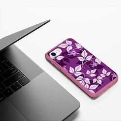 Чехол iPhone 7/8 матовый Фиолетовый вьюнок, цвет: 3D-малиновый — фото 2