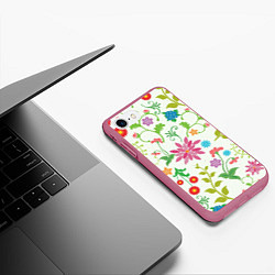 Чехол iPhone 7/8 матовый Поле полевых цветов, цвет: 3D-малиновый — фото 2