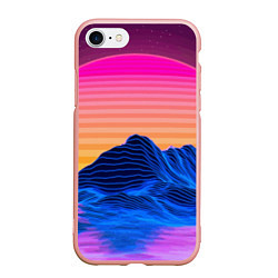 Чехол iPhone 7/8 матовый Vaporwave Mountains Психоделика Неон, цвет: 3D-светло-розовый