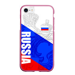 Чехол iPhone 7/8 матовый RUSSIA - SPORTWEAR - ТРИКОЛОР