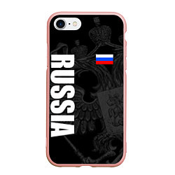 Чехол iPhone 7/8 матовый RUSSIA - BLACK EDITION, цвет: 3D-светло-розовый