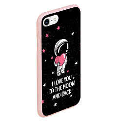 Чехол iPhone 7/8 матовый I LOVE YOU TO THE MOON AND BACK КОСМОС, цвет: 3D-светло-розовый — фото 2