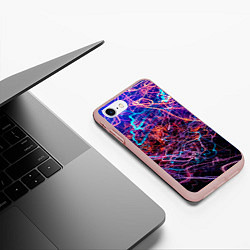 Чехол iPhone 7/8 матовый Красочный неоновый паттерн Импрессионизм, цвет: 3D-светло-розовый — фото 2