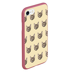Чехол iPhone 7/8 матовый Мульти Котик, цвет: 3D-малиновый — фото 2