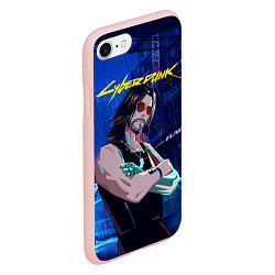 Чехол iPhone 7/8 матовый Johnny Cyberpunk2077, цвет: 3D-светло-розовый — фото 2