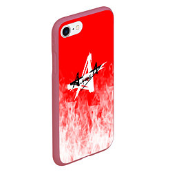Чехол iPhone 7/8 матовый Алиса пламя, цвет: 3D-малиновый — фото 2