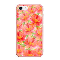 Чехол iPhone 7/8 матовый Необычные цветы, цвет: 3D-светло-розовый