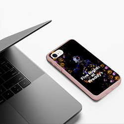 Чехол iPhone 7/8 матовый Five Nights at Freddys Луна паттерн, цвет: 3D-светло-розовый — фото 2