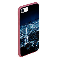 Чехол iPhone 7/8 матовый Ночной город night city, цвет: 3D-малиновый — фото 2