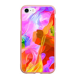 Чехол iPhone 7/8 матовый Красочный цветочный паттерн Весна - Лето 2025 Colo, цвет: 3D-светло-розовый