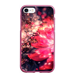 Чехол iPhone 7/8 матовый Нежные цветы и блестки, цвет: 3D-малиновый