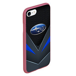 Чехол iPhone 7/8 матовый Спортивная броня Subaru, цвет: 3D-малиновый — фото 2