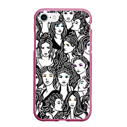 Чехол iPhone 7/8 матовый 26 девушек, цвет: 3D-малиновый