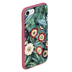Чехол iPhone 7/8 матовый Цветы Полуночные, цвет: 3D-малиновый — фото 2