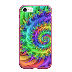 Чехол iPhone 7/8 матовый Красочная фрактальная спираль Узор Colorful fracta, цвет: 3D-малиновый