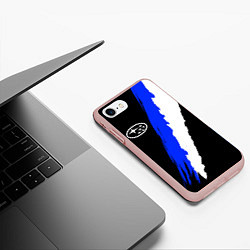 Чехол iPhone 7/8 матовый СУБАРУ - Две линии, цвет: 3D-светло-розовый — фото 2